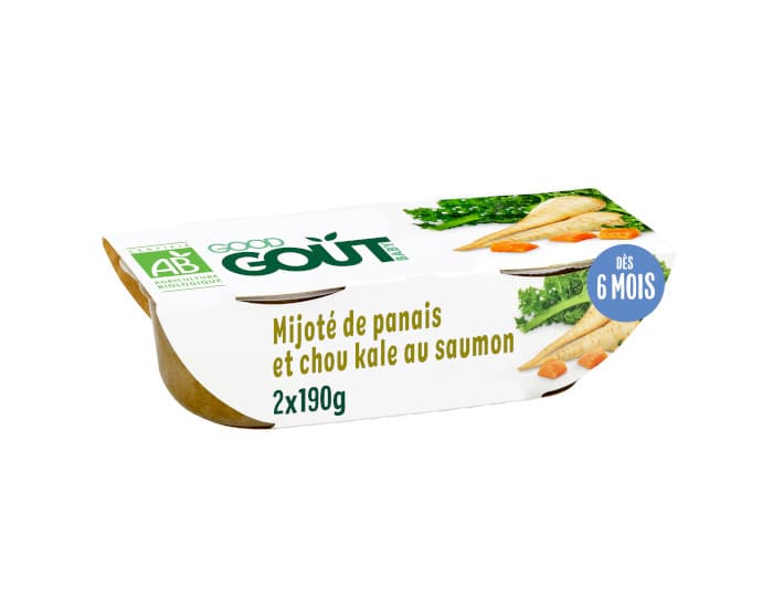 GOOD GOUT Petit Plat pour Bébé 2 x 190g - Mijoté Panais Chou Kale au Saumon - Dès 6 mois