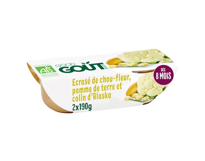 GOOD GOUT Petit Plat pour Bébé 2 x 190g - Chou-fleur Pomme de Terre Colin d'Alaska - Dès 8 mois