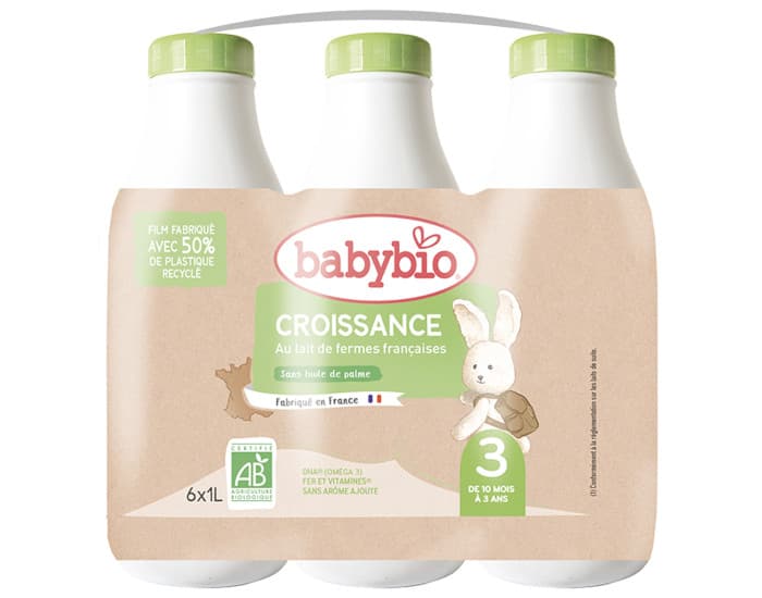 BABYBIO Croissance Liquide - Dès 10 Mois - 6 x 1 L