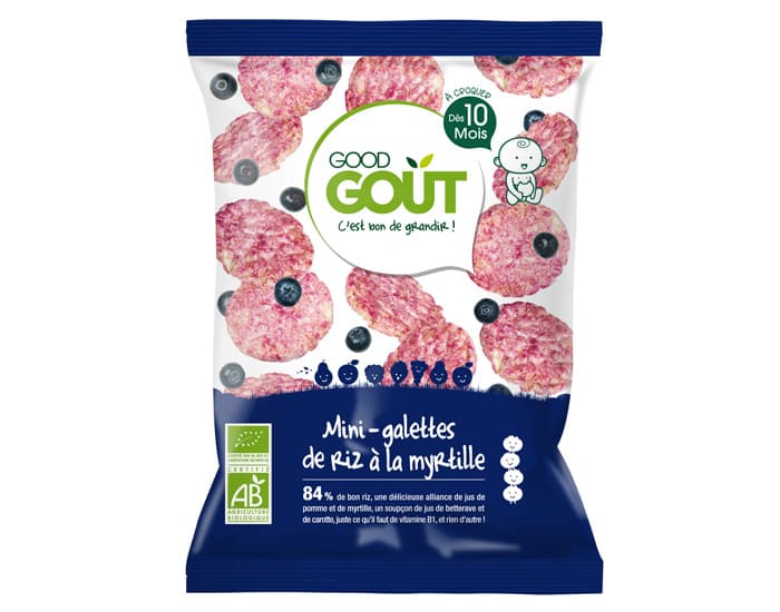 GOOD GOUT Mini-Galettes de Riz à la Myrtille pour Bébé - 40 g - Dès 10 mois