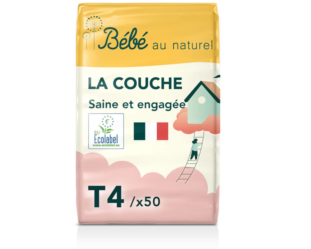 BEBE AU NATUREL La Couche Ecologique - Pack Economique Taille 4 / 7-18 kg A l'unité / 50 couches