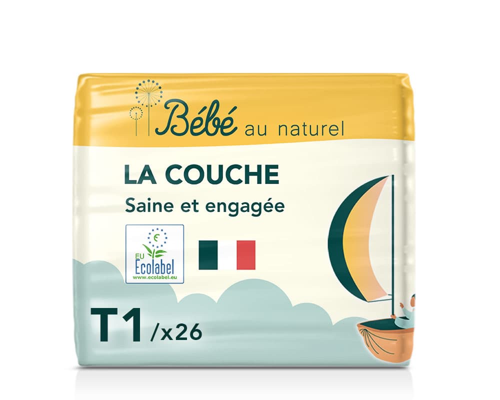 BEBE AU NATUREL La Couche Ecologique Taille 1 / 2-5 kg A l'unité / 26 couches