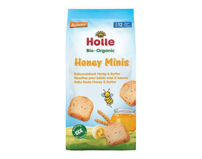 HOLLE Mini Biscottes Miel et Beurre pour Bébé - 100 g - Dès 8 mois