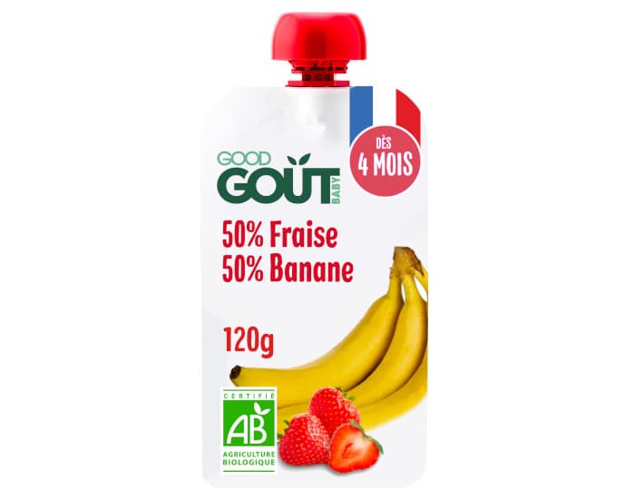 GOOD GOUT Gourde Fraise et Banane - Purée Bébé 120g - Dès 4 Mois