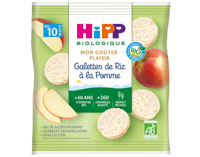 HIPP Galettes de Riz - 30g - Dès 8 ou 10 Mois Pomme