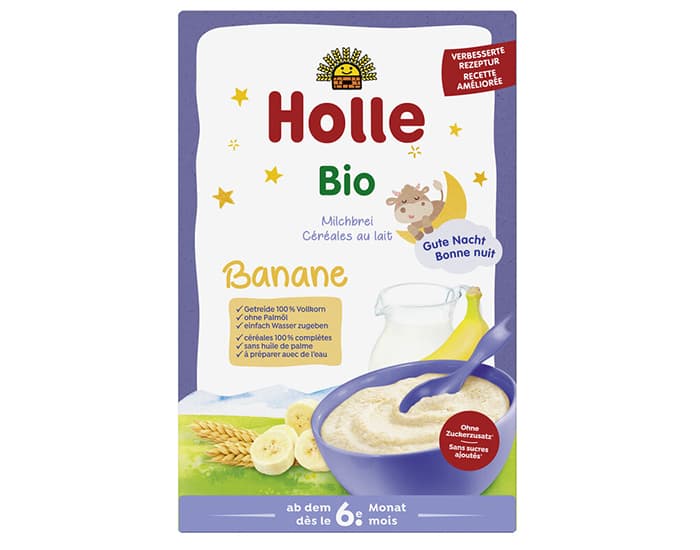 HOLLE Céréales Lait à la Banane - 250g - Dès 6 mois