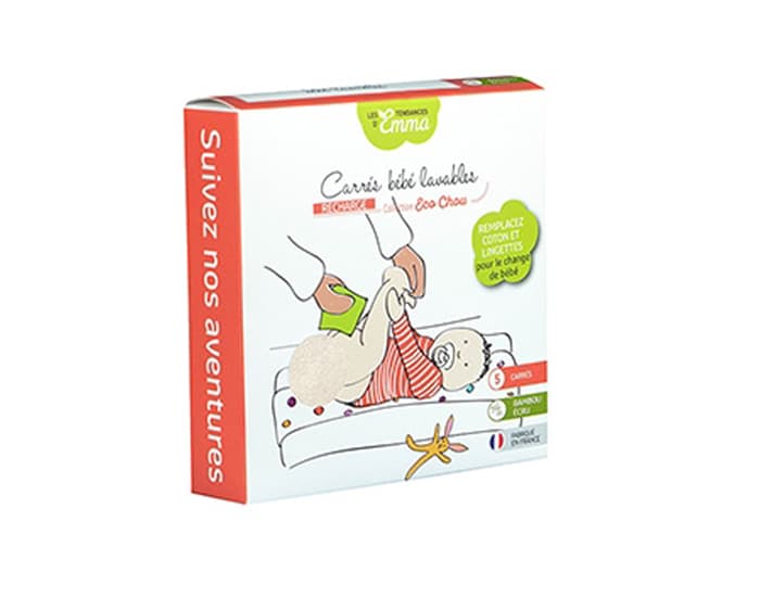 LES TENDANCES D'EMMA 5 Carrés Bébé Lavables - Bambou Ecru