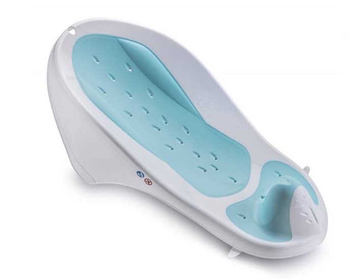 BEBE ANGEL Transat de Bain Bébé bi-matière Blanc/Azur