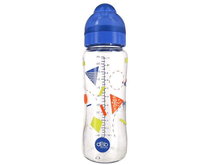 DBB REMOND Biberon Verre Large Ouverture 330 ml - Tétine Silicone Bleu