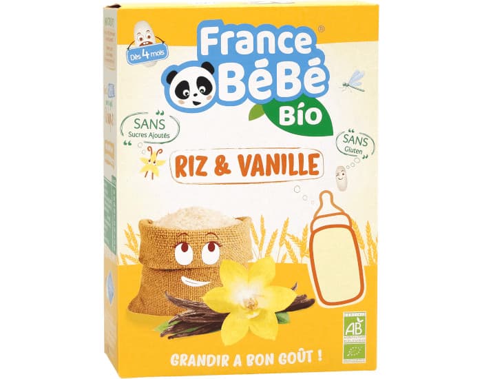 FRANCE BEBE BIO Céréales Riz Vanille Sans Gluten - 200g - Dès 4 mois