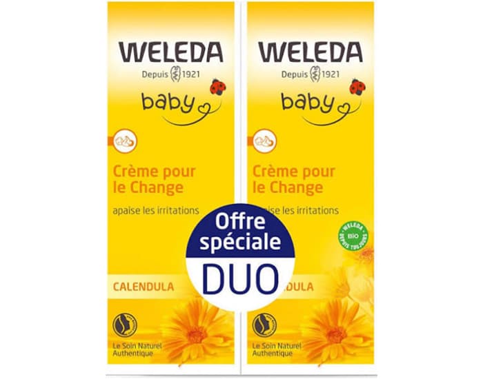 WELEDA Bébé Duo Crème pour le Change Calendula - 2 x 75 ml