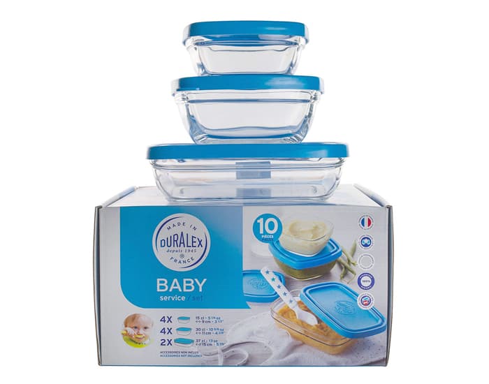 DURALEX Lot Bébé - 10 Contenants en Verre avec Couvercle
