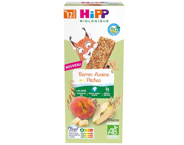 HIPP Barres Avoine PĂŞches - 5 x 20 g