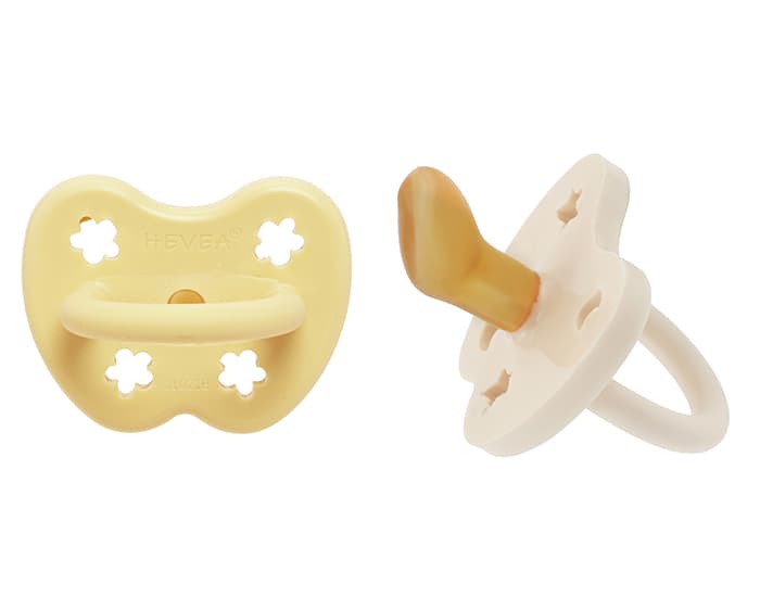 HEVEA 2 Pack Tétines Physiologiques en Caoutchouc Naturel 3-36 mois - Coloré Milky White et Pale Butter