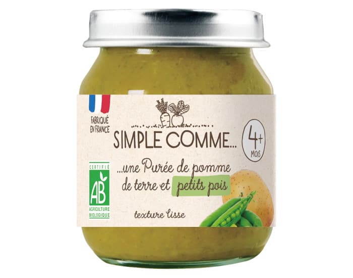 SIMPLE COMME Petits Pots de Légumes - 125g - Dès 4 Mois Pomme de Terre - Petits Pois