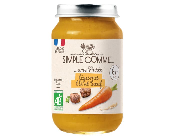 SIMPLE COMME Petits Pots Menu - 190g - Dès 6 Mois Légumes Blé Boeuf
