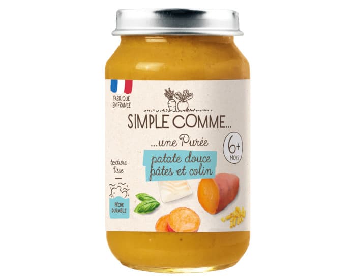 SIMPLE COMME Petits Pots Menu - 190g - Dès 6 Mois Patate Douce Polenta Colin
