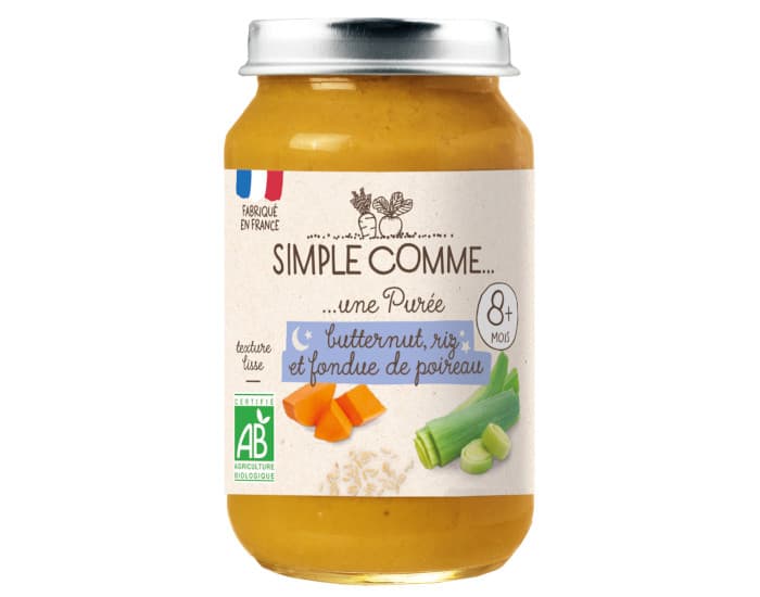 SIMPLE COMME Petits Pots Bonne Nuit - 200g - Dès 8 Mois Riz Butternut Poireau
