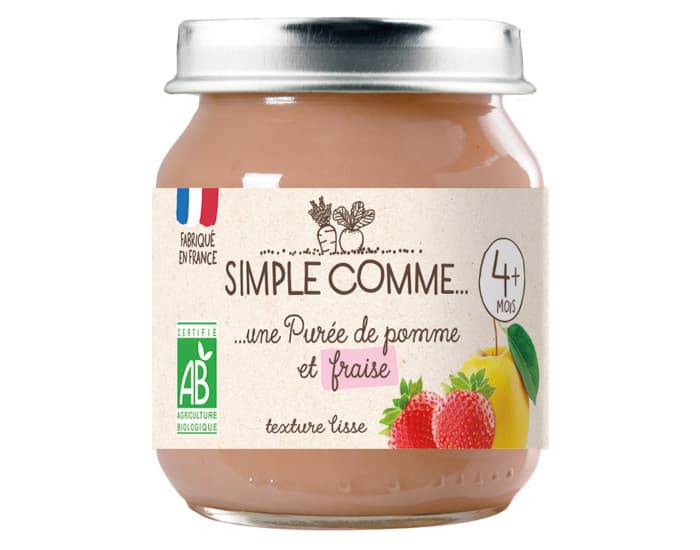 SIMPLE COMME Petits Pots de Fruits - 125g - Dès 4 Mois Pomme Fraise