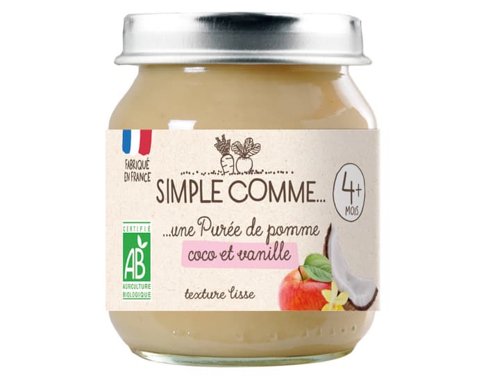 SIMPLE COMME Petits Pots de Fruits - 125g - Dès 4 Mois Pomme Coco vanille