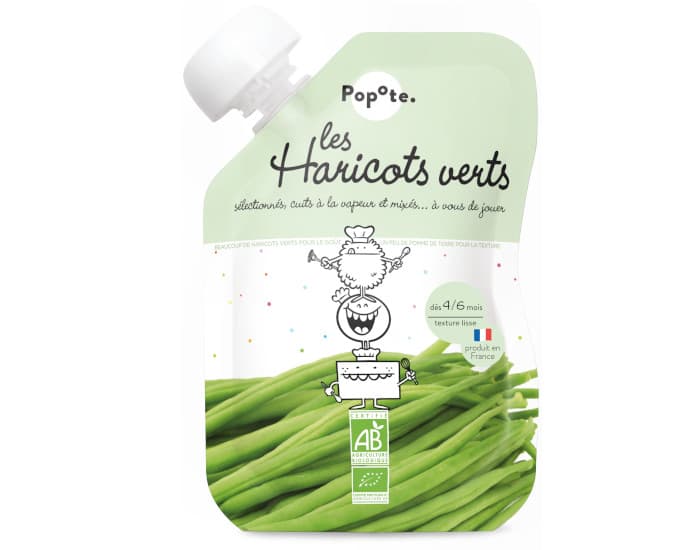 POPOTE Gourde Haricot Vert - 120g - Dès 4/6 mois