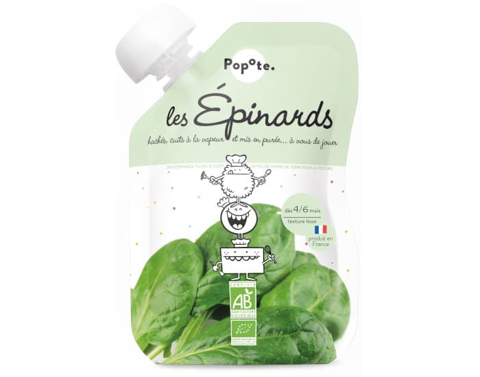 POPOTE Gourde Epinards Bio - 120 g - Dès 4/6 mois
