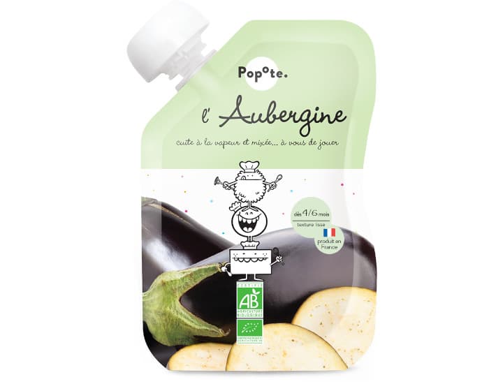 POPOTE Gourde Aubergine Bio - 120 g - Dès 4/6 mois