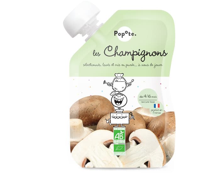 POPOTE Gourde Champignons Bio - 120 g - Dès 4/6 mois