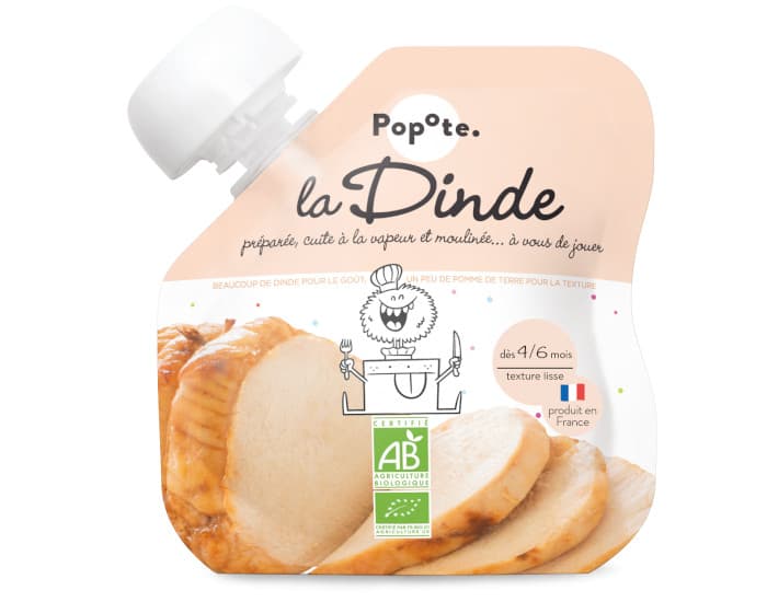 POPOTE Gourde Dinde Bio - 60 g - Dès 4/6 mois