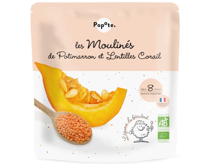 POPOTE Les Moulines Potimarron Lentilles Corail - 180g - Dès 6/8 mois