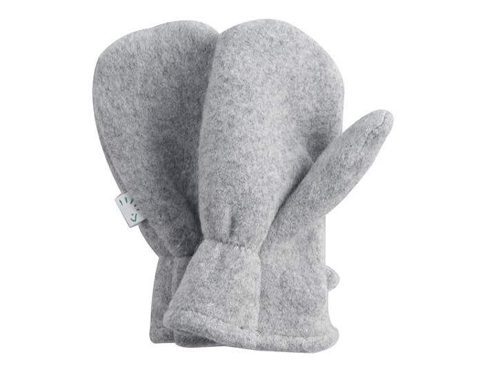 IOBIO Mouffles en Polaire de Coton Bio - Gris Mélangé 6 - 12 mois
