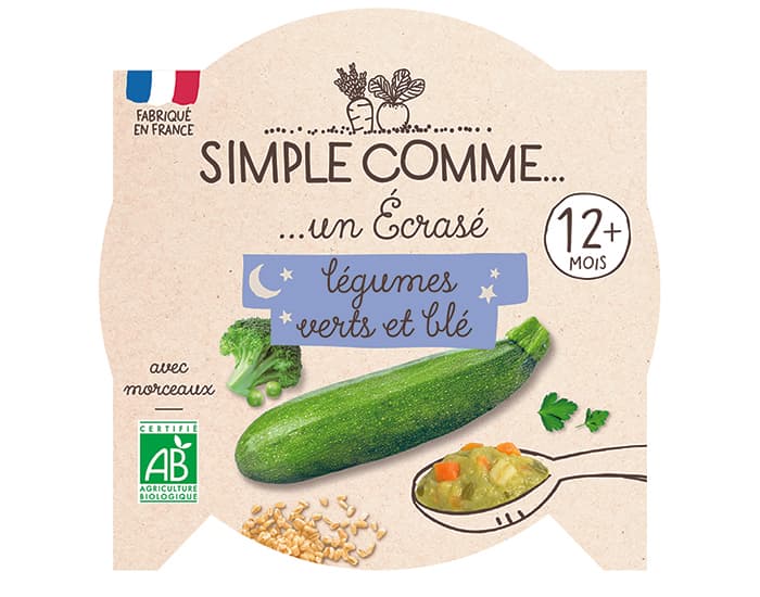 SIMPLE COMME Assiette - Dès 12 mois - 200 g Légumes Verts Blé