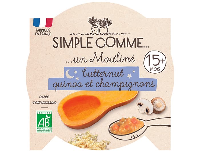 SIMPLE COMME Assiette - Dès 15 mois - 230 g Butternut Champignon Quinoa