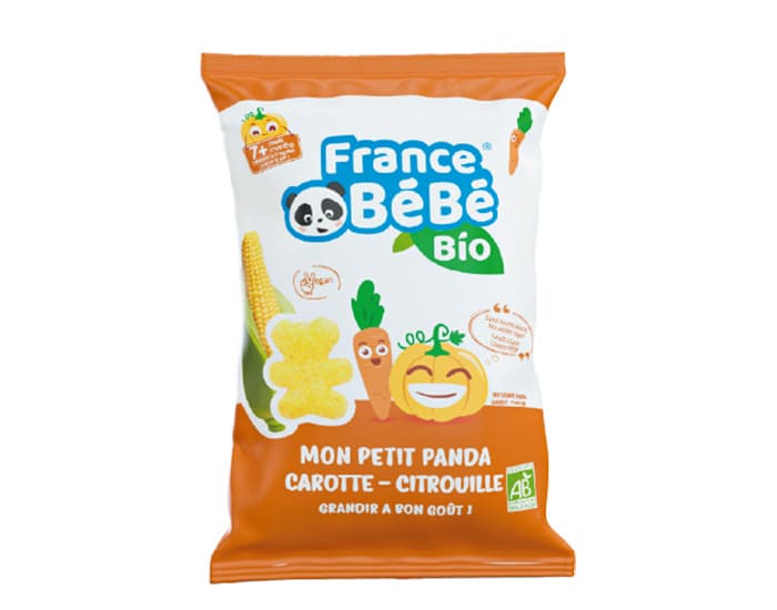 FRANCE BEBE BIO Biscuit Mon Petit Panda de Maïs Carotte Citrouille - Dès 7 mois - 25 g