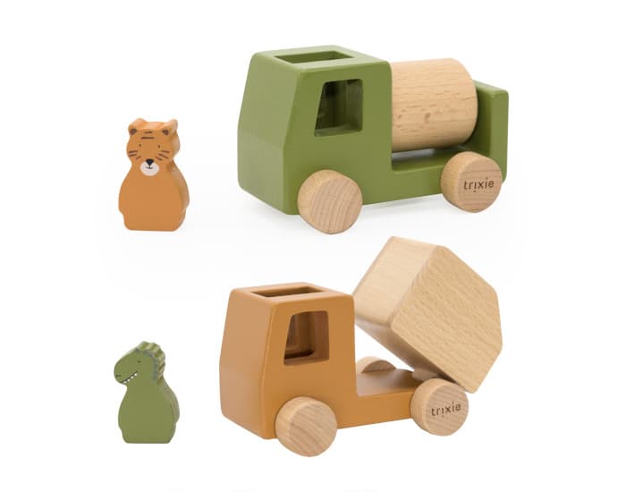 TRIXIE Set de Voitures en Bois Animaux - Dès 18 mois