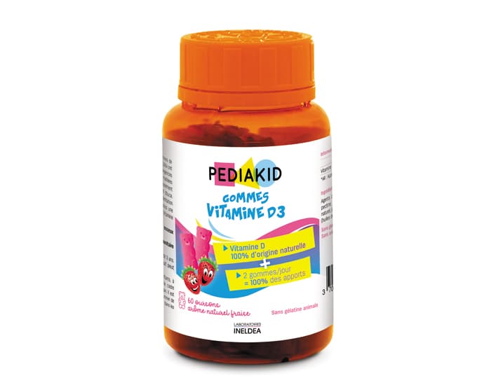 PEDIAKID Gommes Vitamine D3 - Arôme Fraise - Dès 3 ans