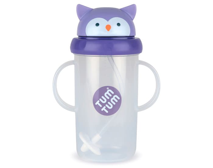 TUM TUM Grande Tasse Anti-Fuite avec Paille Lestée - 300 ml - Dès 6 mois Chouette