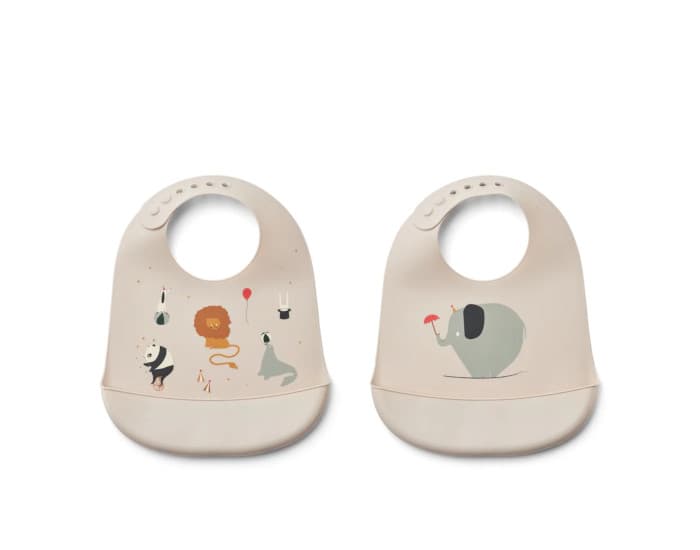 LIEWOOD Lot de 2 Bavoirs en Silicone Tilda - Circus Sandy