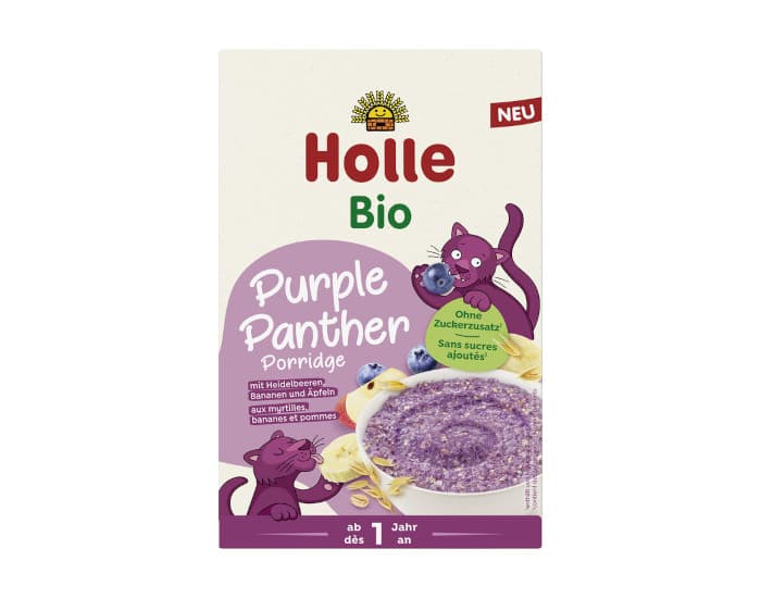HOLLE Porridge Purple Panther aux Myrtilles, Bananes et Pommes - Dès 12 mois - 200g