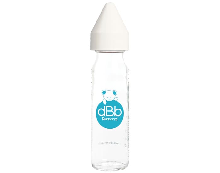 DBB REMOND Biberon en Verre Régul'air 240ml Blanc - Tétine Sillicone
