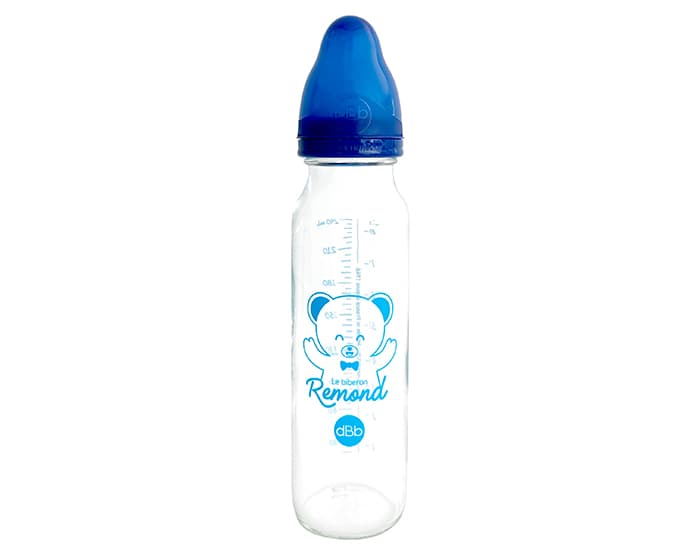 DBB REMOND Biberon en Verre Régul'air 240ml Bleu Océan - Tétine Silicone