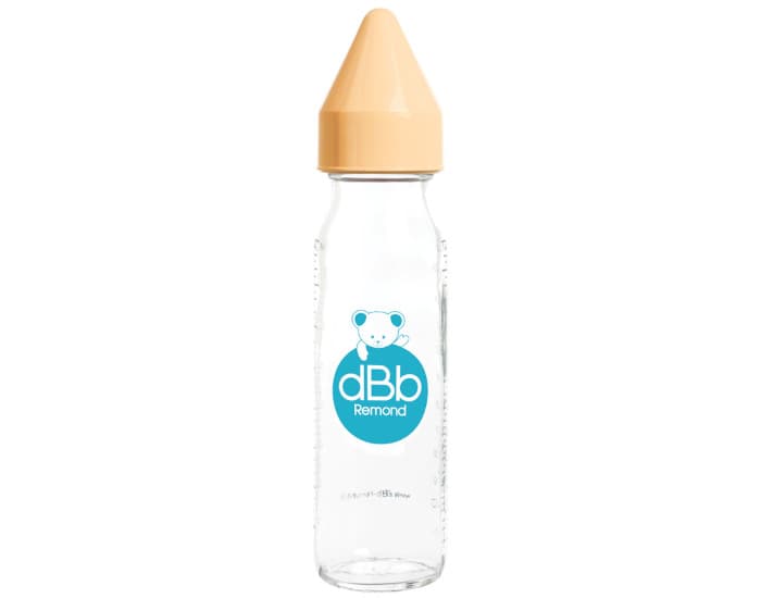 DBB REMOND Biberon en Verre Régul'air 240ml - Tétine Silicone (Jaune Moutarde)