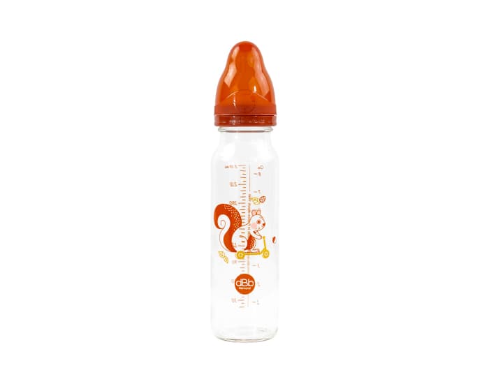 DBB REMOND Biberon en Verre Régul'air 240ml Terra Cotta - Ecureil - Tétine Silicone