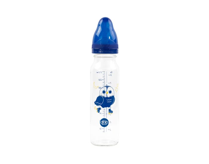 DBB REMOND Biberon en Verre Régul'air 240ml Bleu Océan - Hibou - Tétine Silicone