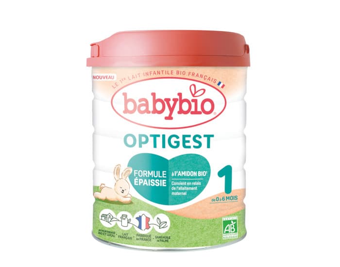 BABYBIO Lait pour Nourrisson 1 Optigest - Formule Épaissie à l'Amidon - De 0 à 6 mois - 800g