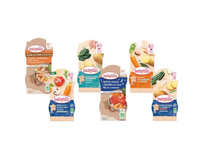 BABYBIO Lot Bols Menu - Dès 8 mois - 12x200g