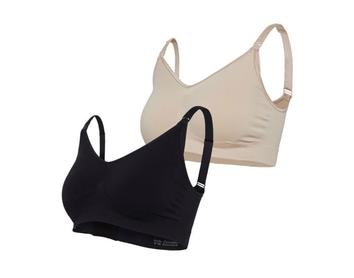 CARRIWELL Lot de 2 Soutien-Gorge Original Grossesse et Allaitement Sans Coutures- Noir et Chair S/M