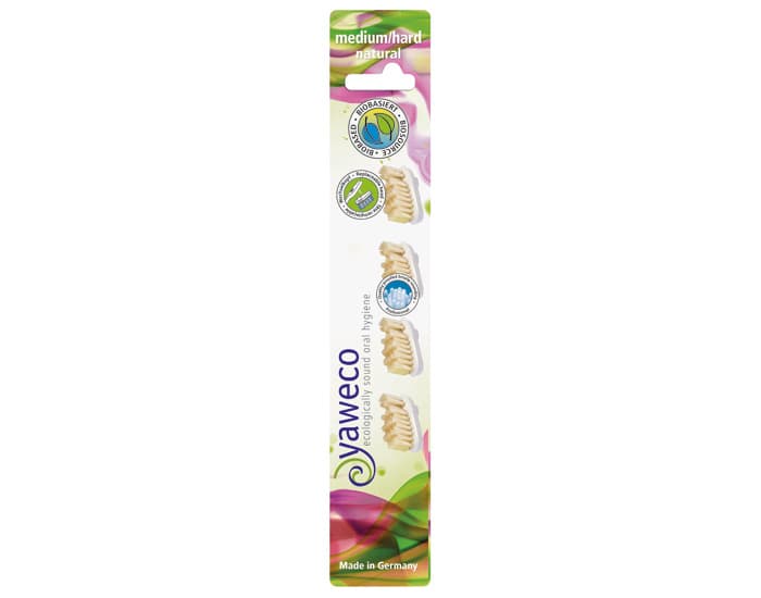 YAWECO 4 Recharges pour Brosse Ă Dents Naturel - Medium/Hard