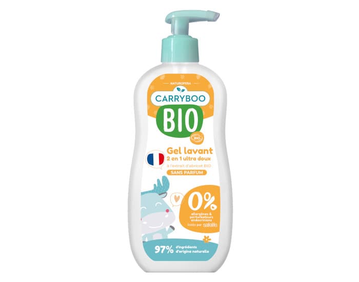 CARRYBOO Gel Lavant 2 en 1 Ultra Doux à l'extrait d'Abricot Bio - 500 ml