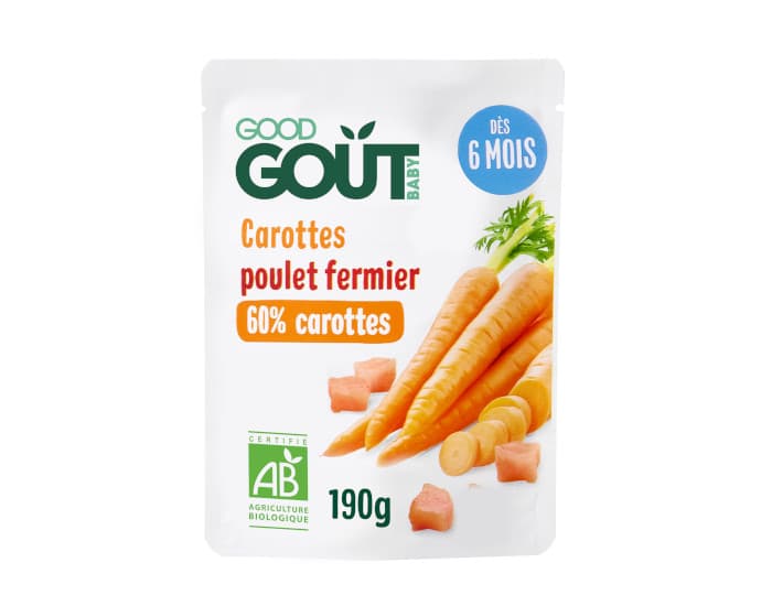 GOOD GOUT Petit Plat Bébé Carotte Poulet Fermier - 190 g - Dès 6 mois